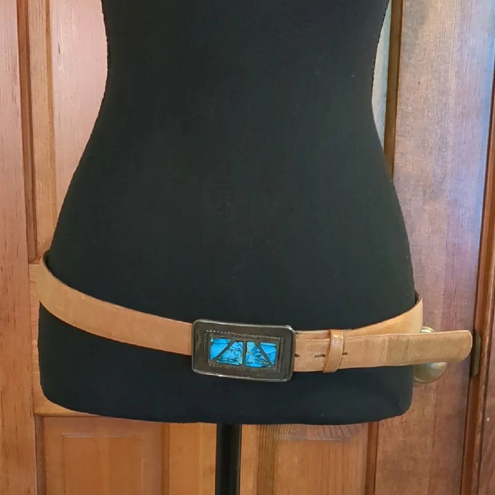 Vintage Jackson Hole Belt Silver with Inlaid Authentic Turquoise